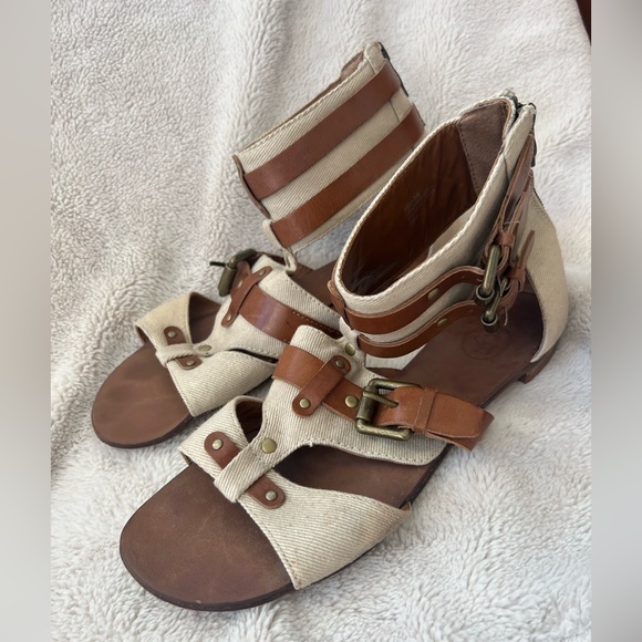 Ash Miami Canvas and Leather Gladiator Cargo Sandals - Picture 7 of 11
